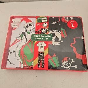 NIGHTMARE BEFORE CHRISMAS Disney Red and Green Skeleton Pajama Set SIZE L